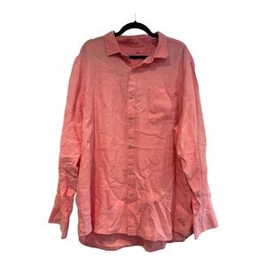 Tommy Bahama Mens Shirt Size XXL Peach Coral Long Sleeve Button 100% Linen